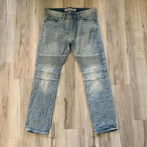 Express straight leg classic blue biker jeans